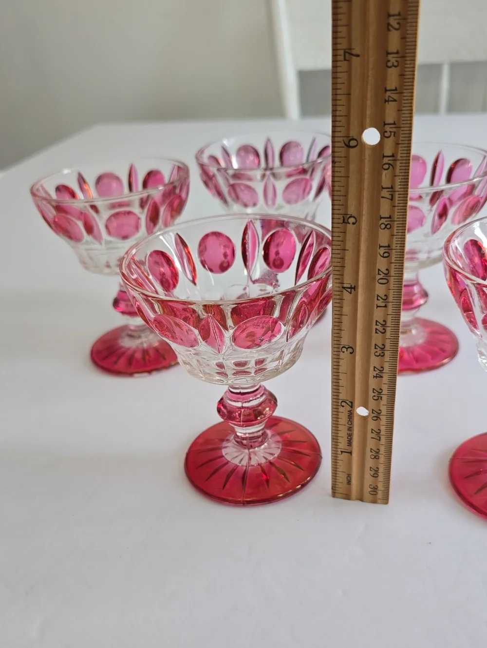 Vintage Indiana Glass Colony Set Of 6 Classique Ruby Flashed Wine Glasses 4 1/4